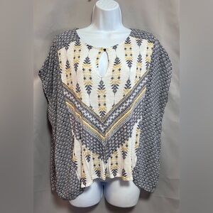 Lucky‎ Brand Shirt Sleeveless Top Women's Size Medium Blue Geometric